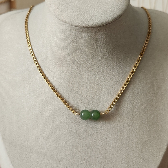 Handmade Gold Jade Necklace - Picture 1 of 5